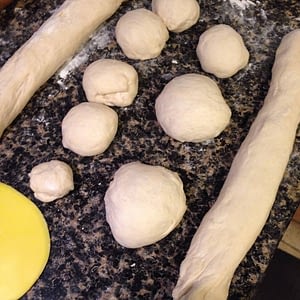 Shaped dough resting.