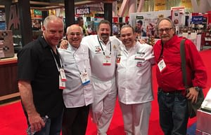 Mark Dym. Peter Reinhart, Jonathan Goldsmith, Leo Spizzirri, Albert Grande at Pizza Expo